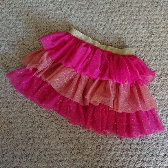 Tucker + Tate Tulle 3 layers tiered gold sparkle pink Skirt sz 3 - Picture 1 of 9